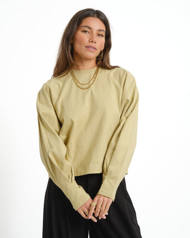 Topshop Rosa Reglan Cinch Cuff Tie Pale Khaki - Things I Like Things I Love