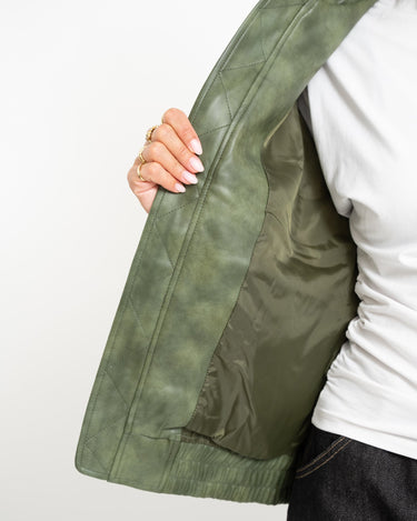 Topshop Sonja Coated Cropped Bomber Groen Jacket - Things I Like Things I Love
