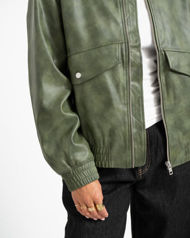Topshop Sonja Coated Cropped Bomber Groen Jacket - Things I Like Things I Love