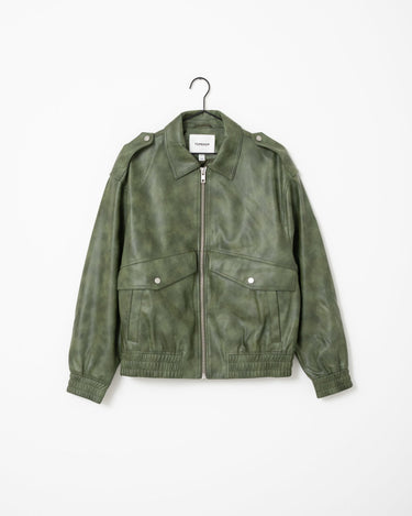 Topshop Sonja Coated Cropped Bomber Groen Jacket - Things I Like Things I Love