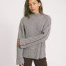 Tova High Neck Fold - Up Knit Medium Grey Bordeaux - Things I Like Things I Love