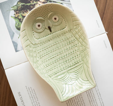 Tray Ceramic Owl Green - Things I Like Things I Love