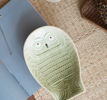 Tray Ceramic Owl Green - Things I Like Things I Love