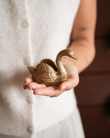 Trinket Dish Swan Brass Gold - Things I Like Things I Love