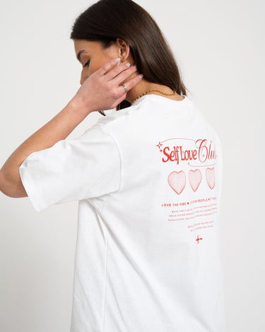 Valentine Loose Tee Bright White Self Love Club - Things I Like Things I Love
