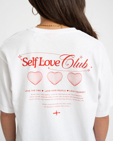 Valentine Loose Tee Bright White Self Love Club - Things I Like Things I Love