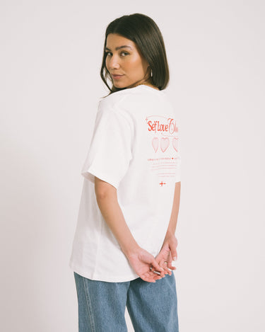 Valentine Loose Tee Bright White Self Love Club - Things I Like Things I Love