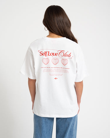 Valentine Loose Tee Bright White Self Love Club - Things I Like Things I Love