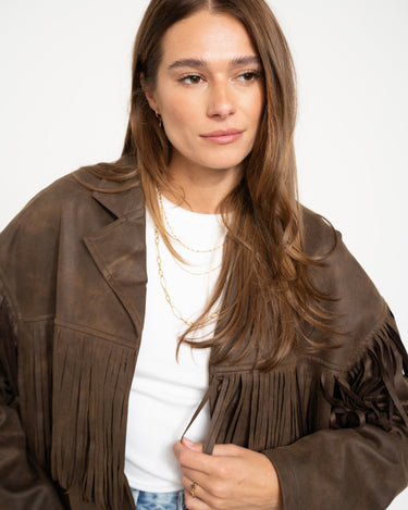 Valerie Jacket Fringe Brown - Things I Like Things I Love