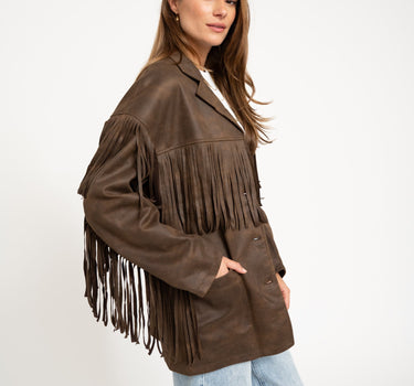 Valerie Jacket Fringe Brown - Things I Like Things I Love