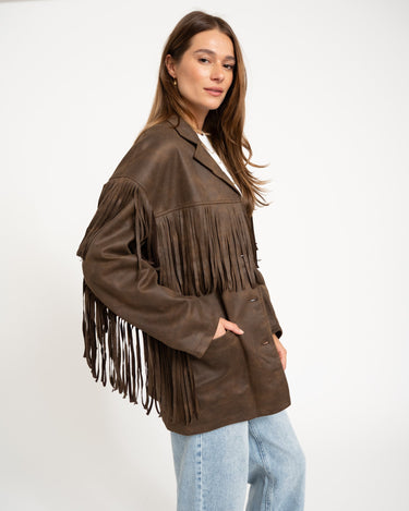 Valerie Jacket Fringe Brown - Things I Like Things I Love
