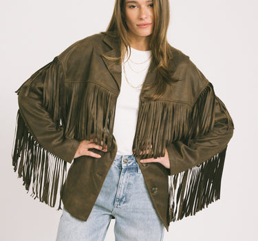 Valerie Jacket Fringe Brown - Things I Like Things I Love
