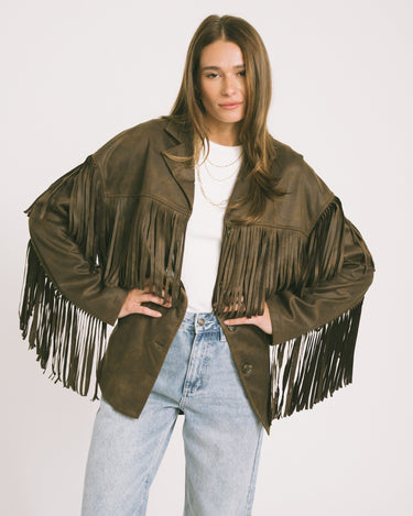 Valerie Jacket Fringe Brown - Things I Like Things I Love