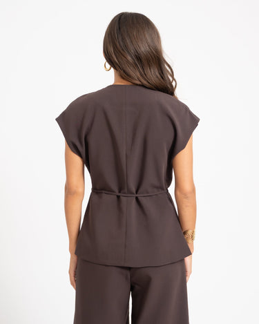 Vannah V-Neck Midi Waistcoat Bruin - Things I Like Things I Love