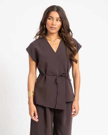 Vannah V-Neck Midi Waistcoat Bruin - Things I Like Things I Love