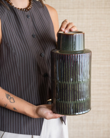 Vase Ceramic Green Brown - Things I Like Things I Love