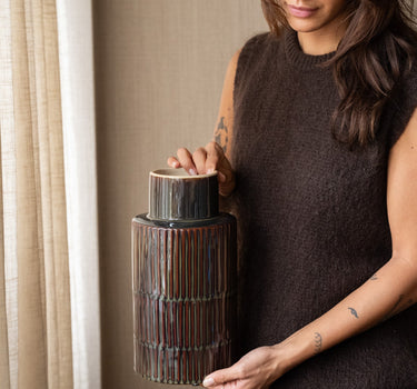 Vase Ceramic Green Brown - Things I Like Things I Love