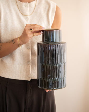 Vase Keramik Grün Braun