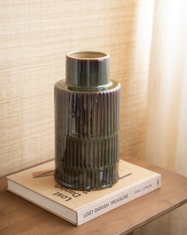 Vase Ceramic Green Brown - Things I Like Things I Love