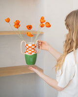 Vase Checked Orange/Green