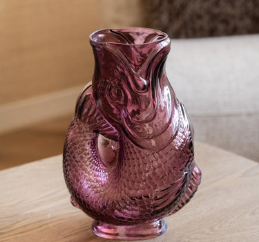 Vase Fish Glass Aubergine - Things I Like Things I Love