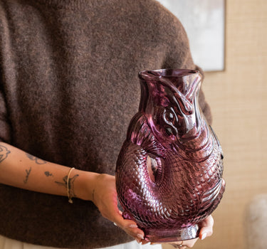 Vase Fish Glass Aubergine - Things I Like Things I Love