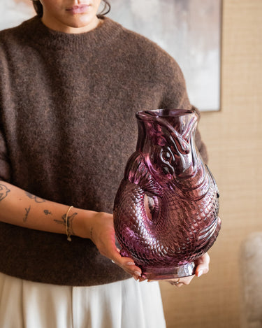 Vase Fish Glass Aubergine - Things I Like Things I Love