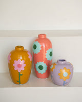 Vase Flower Orange/Pink/Lila
