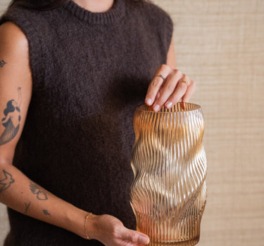 Vase Glass Clear Brown - Things I Like Things I Love