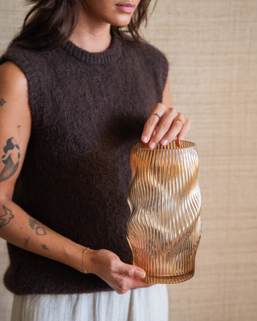 Vase Glass Clear Brown - Things I Like Things I Love