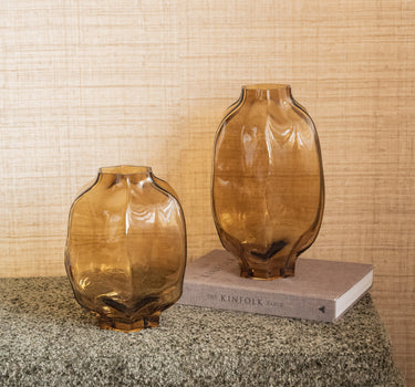 Vase Glass Falzes Amber - Things I Like Things I Love