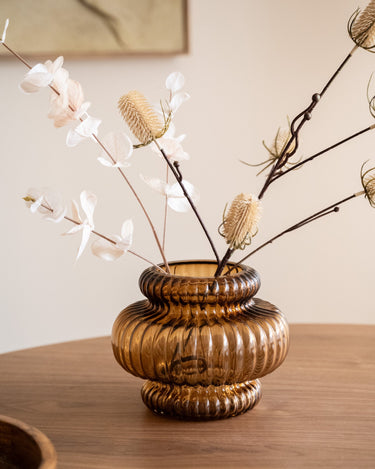 Vase Mouthblown Glass Smoked Amber - Things I Like Things I Love