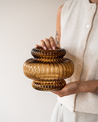 Vase Mouthblown Glass Smoked Amber - Things I Like Things I Love