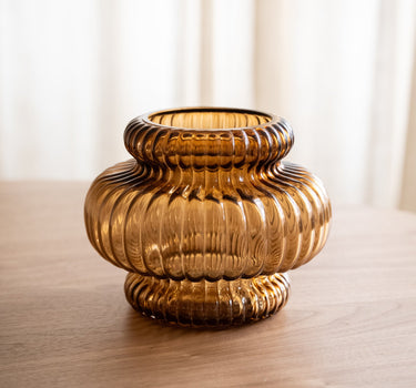 Vase Mouthblown Glass Smoked Amber - Things I Like Things I Love