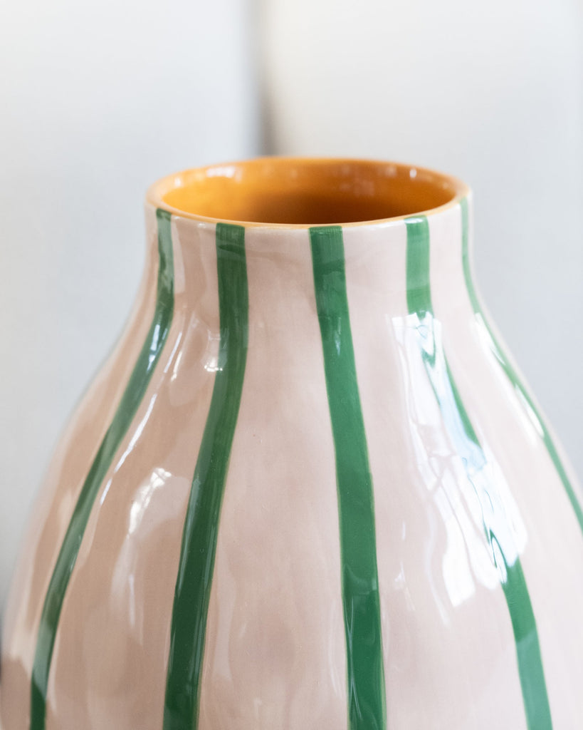 Vase Stripe Beige/Green - Things I Like Things I Love