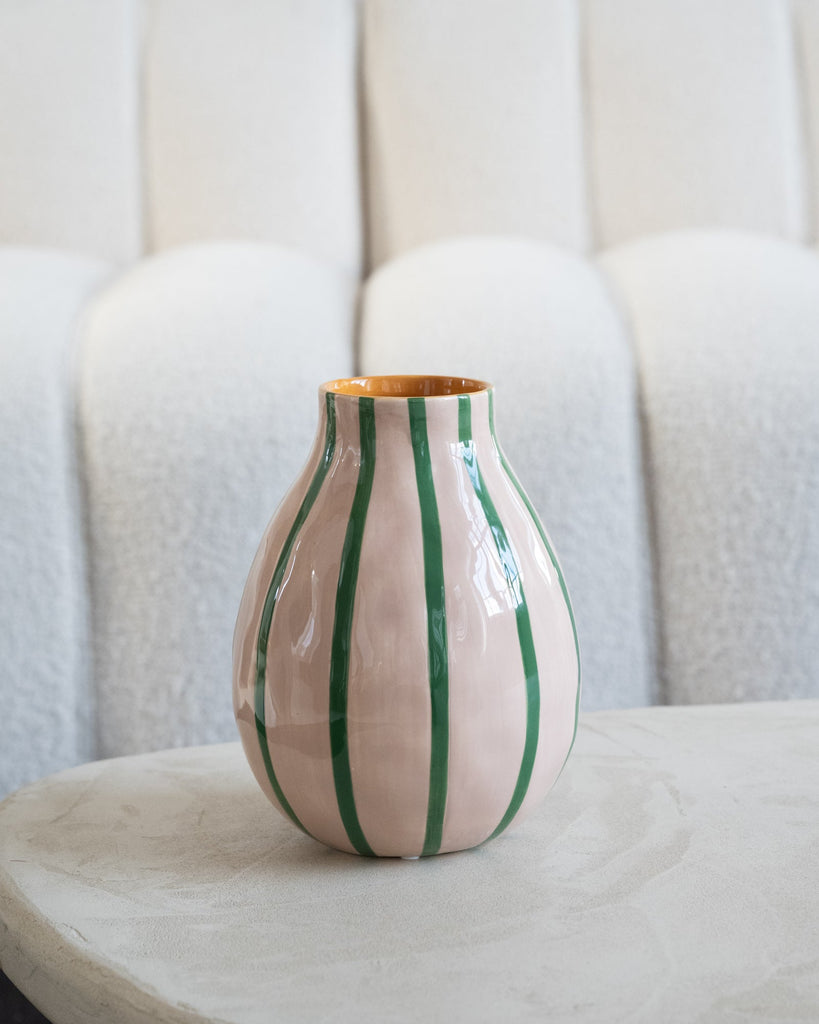 Vase Stripe Beige/Green - Things I Like Things I Love