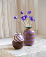 Handbemalt Vase Streifen Braun/Lila