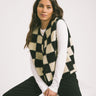 Vera Check Teddy Vest White Black - Things I Like Things I Love