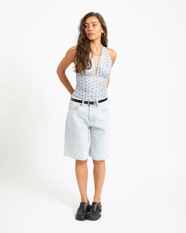 Vera Open Back Polkadot Top Blauw - Things I Like Things I Love