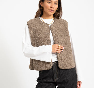 Vera Teddy Vest Bungee Cord Melange - Things I Like Things I Love