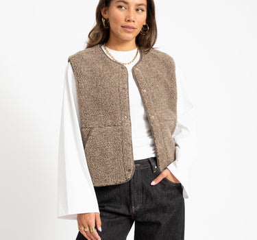 Vera Teddy Vest Bungee Cord Melange - Things I Like Things I Love
