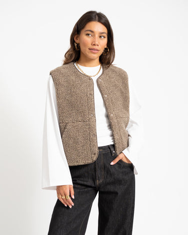 Vera Teddy Vest Bungee Cord Melange - Things I Like Things I Love