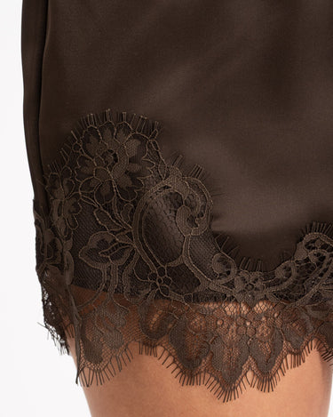 Vida Satin Lace Shorts Demitasse - Things I Like Things I Love