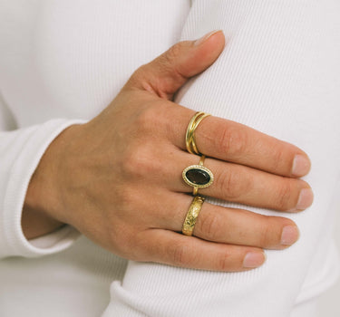 Vintage Luna Smoky Quartz Ring Gold - Things I Like Things I Love