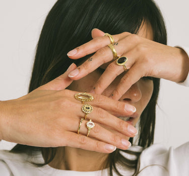 Vintage Luna Smoky Quartz Ring Gold - Things I Like Things I Love