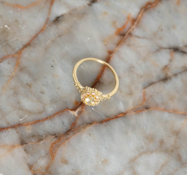Vintage Yellow Champagne Flower Ring Gold - Things I Like Things I Love