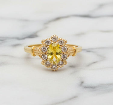 Vintage Yellow Champagne Flower Ring Gold - Things I Like Things I Love
