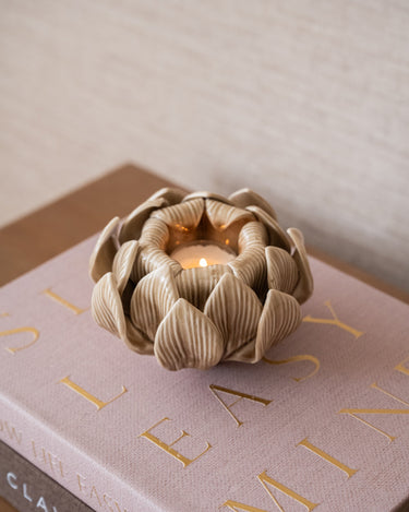 Waxinelichthouder Bloem Beige - Things I Like Things I Love