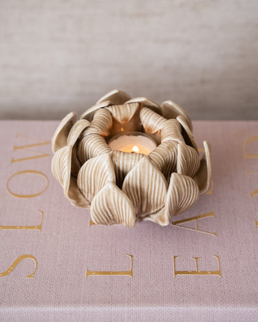 Waxinelichthouder Bloem Beige - Things I Like Things I Love