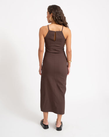 Wayne Mia Long Dress Chocolate Brown - Things I Like Things I Love